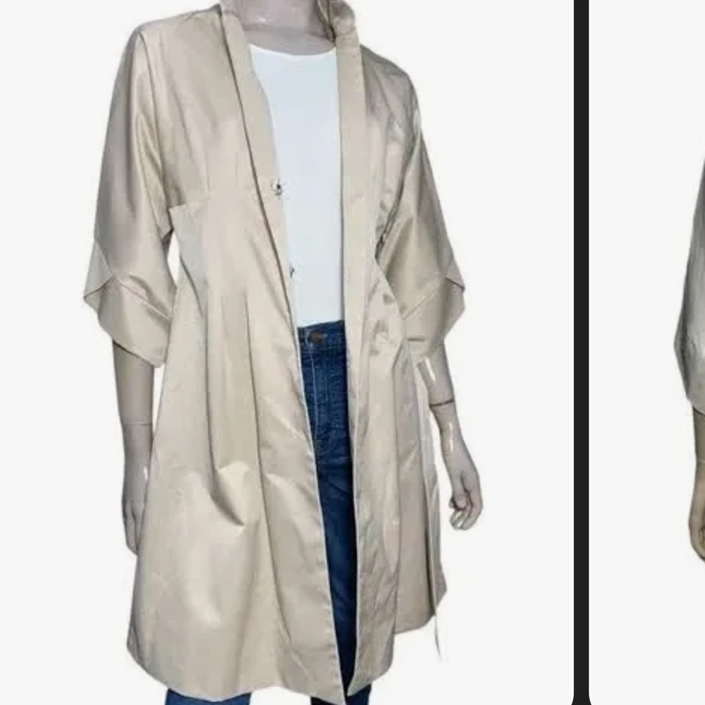 🧥 Vertigo Paris 3/4 Sleeve Snap Front Belted Waist Trench Coat, size SMALL